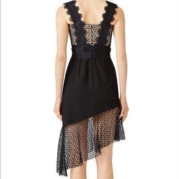 UNITEDWOOD Black Asymmetrical Lace Cocktail Sheer Dress Size 4 - Picture 2 of 13